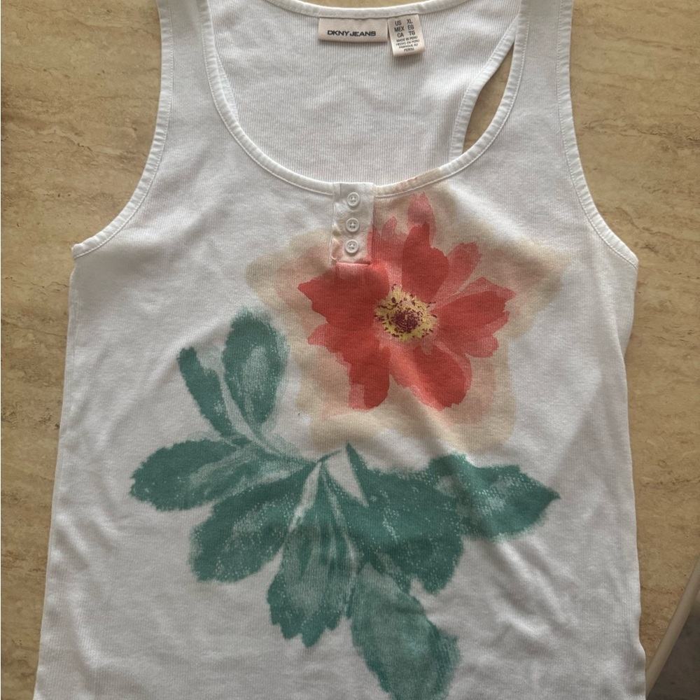 DKNY White Ribbed Top